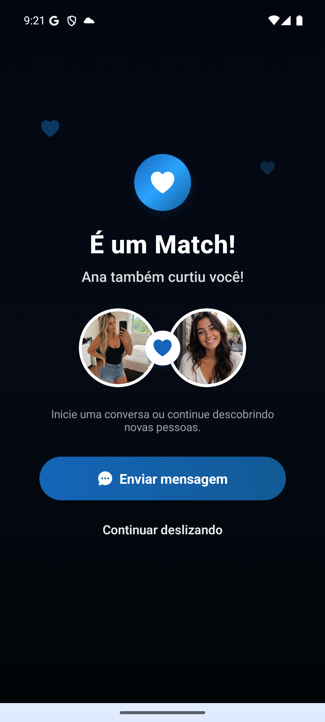 Tela de combinação do IntelliDate: É uma combinação!
